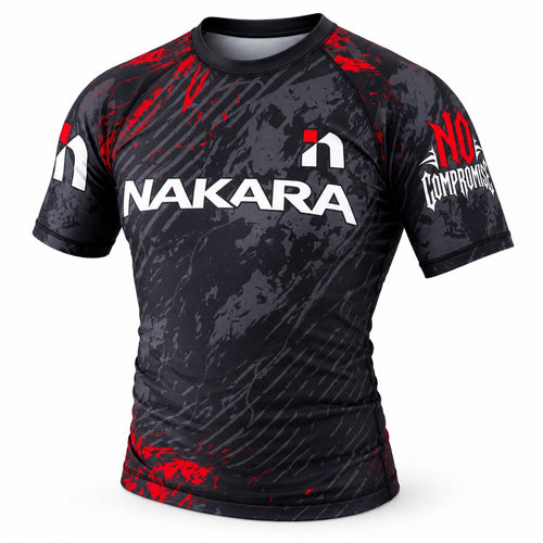 NAKARA short sleeve rash guard on model, front